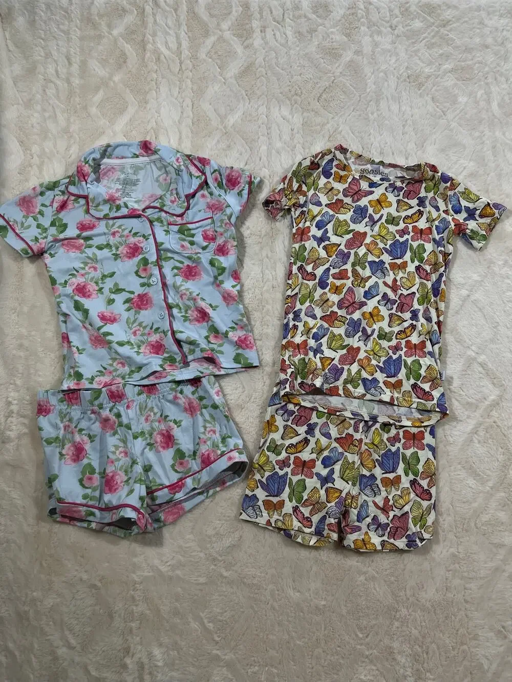Girls 4T Pajama Bundle 2 Sets Bamboo Goosies Tahari Floral Butterflies EUC
